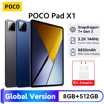 POCO Pad X1 Global – 11.2" 3.2K 144Hz, Snapdragon 7+ Gen 3, 8GB+512GB, 8850mAh, 45W