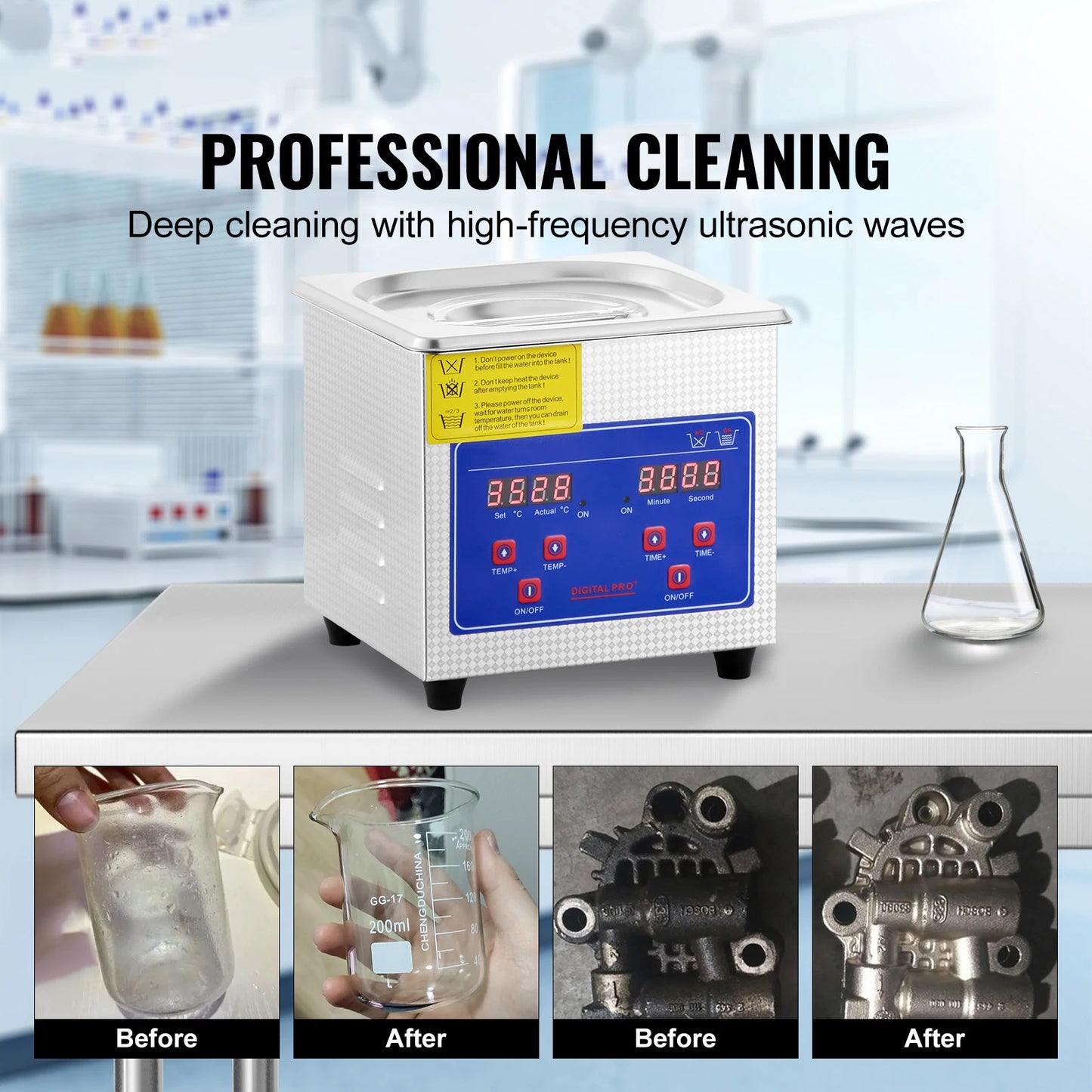 SucceBuy 1.3L Ultrasonic Cleaner with Digital Timer – Jewelry, Glasses & Home Appliances