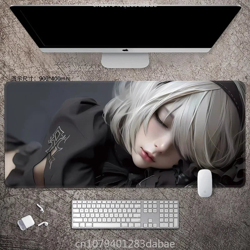 NieR Automata ARPG Leather Mouse Pad – Waterproof PU Leather, Keyboard Table Mat, E-Sports Gaming