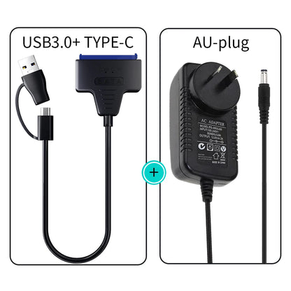 USB 3.0 to SATA Cable for 2.5"/3.5" HDD & SSD – with 12V/2A Power Adapter