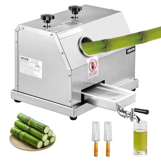 SucceBuy Commercial Sugar Cane Juicer – 110LBS/H, 3 Stainless Steel Rollers