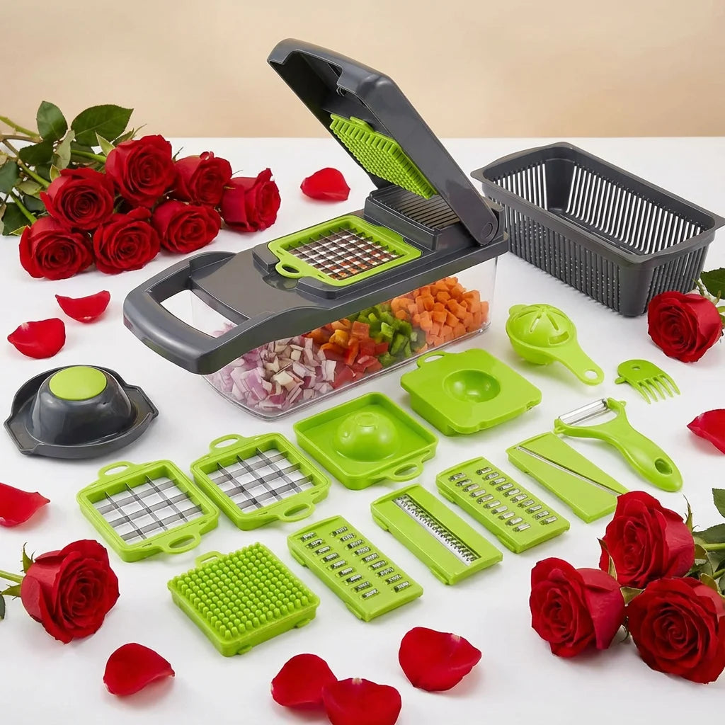 Safe Hand Guard Vegetable & Fruit Cutter | Stainless Steel Slicer 33x12cm