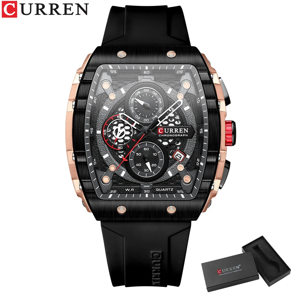 CURREN Men's Fashion Watch – Unique Square Design, Luxury Quartz Sport, Waterproof
