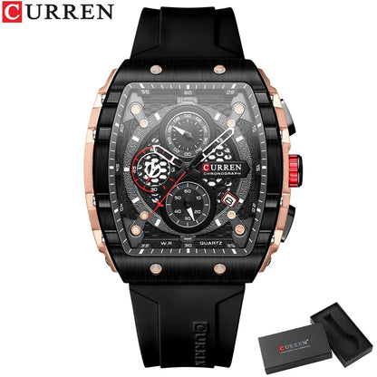CURREN Men's Fashion Watch – Unique Square Design, Luxury Quartz Sport, Waterproof