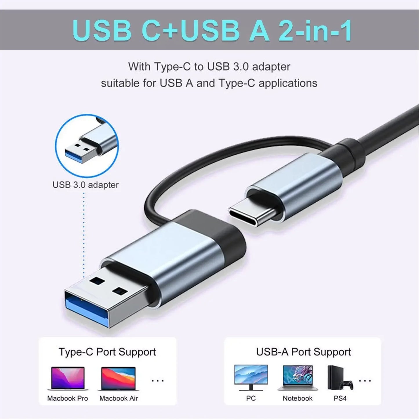 USB-C Hub 8 in 1 – HDMI, SD/TF Card Reader, RJ45, 3.5mm Aux, USB 3.1 for MacBook, Laptop, Tablet