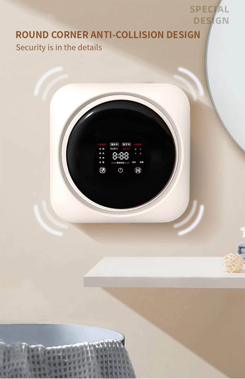 Mini Drum Washing Machine with Dryer | Desktop & Wall Mounted | 220V EU