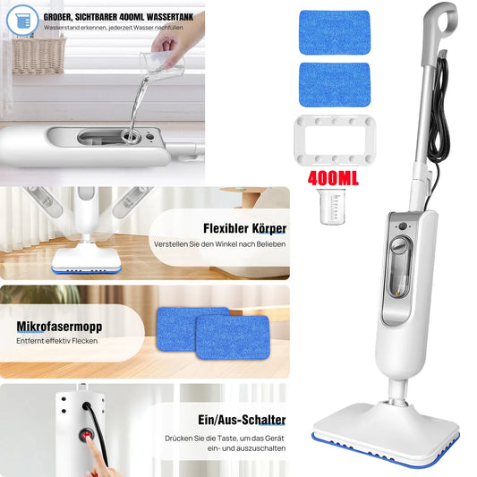 DayPlus Steam Mop & Detachable Steam Cleaner 1500W – Carpet, Laminate, Tile, Hardwood, 400ml