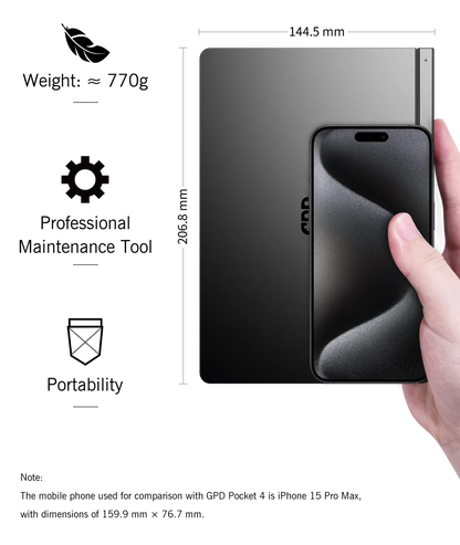 GPD Pocket 4 2025 Mini Laptop – 8.8" 2K 144Hz, AMD AI 9 HX 370, 16–64GB RAM, 1–2TB SSD, Win11