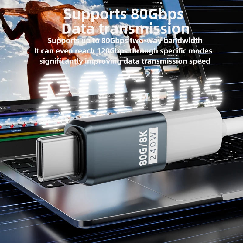 R.E.D. Shopping PD240W 80Gbps USB-C adapter for fast 8K@60Hz video, charging, and data transfer for iPhone, Xiaomi, MacBook