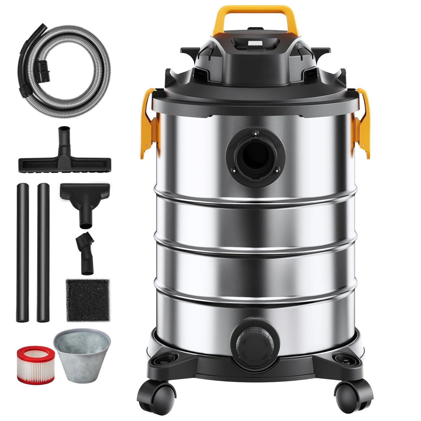 SucceBuy Stainless Steel Wet & Dry Shop Vacuum – 1000W+, Powerful Suction, 18L/20L/30L, for Carpet, Debris & Pet Hair