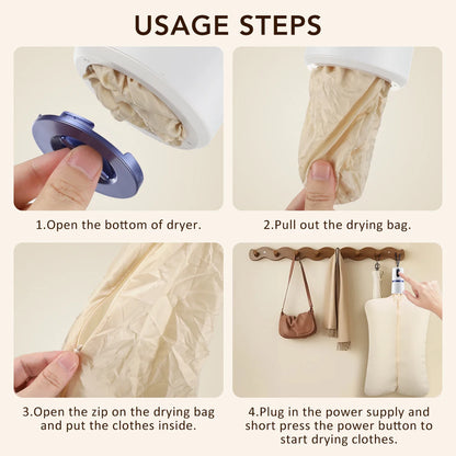 Portable Mini Electric Clothes Dryer – Foldable, Dual Temp, Smart Control, for Shoes, Shirts & Underwear, EU/US
