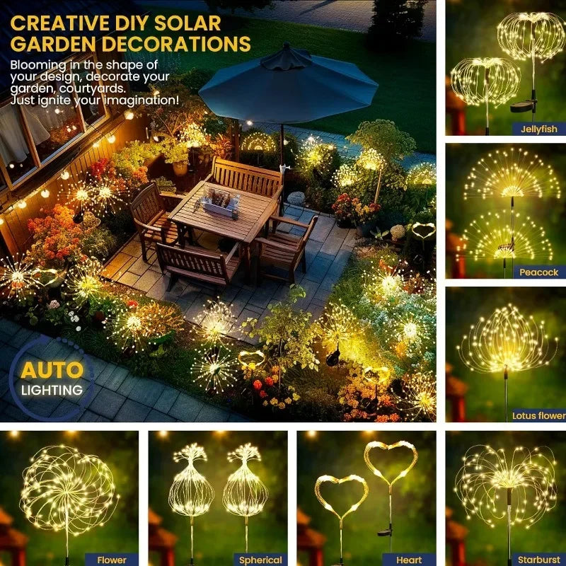 Solar Fireworks Fairy Lights – LED Dandelion Globe String Lights for Garden & Lawn
