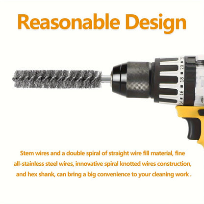 5-Piece Hexagonal Steel Wire Brush Set for Electric Drill – Stainless Steel