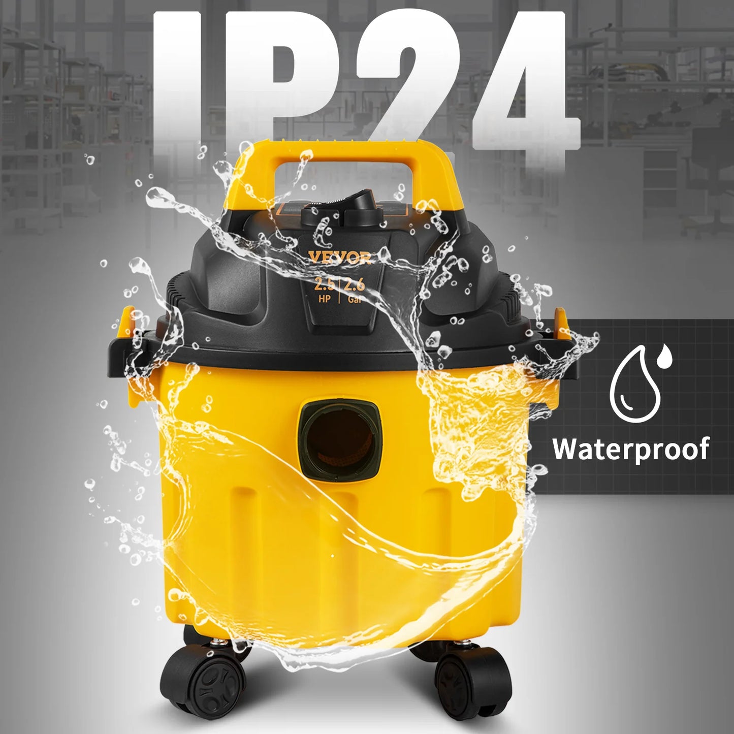 SucceBuy 2.6 Gallon Wet Dry Vac – 2.5 Peak HP, 3-in-1 Portable Shop Vacuum with Blowing Function