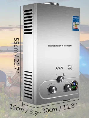 VEVOR 6–18L LPG Propane Tankless Water Heater | Shower Kit Included | CE Certified