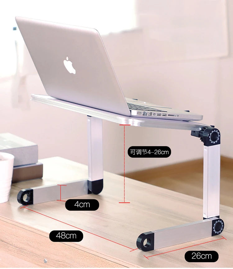 Adjustable Folding Laptop Desk for Bed – Portable Notebook Stand with Cooling Fan
