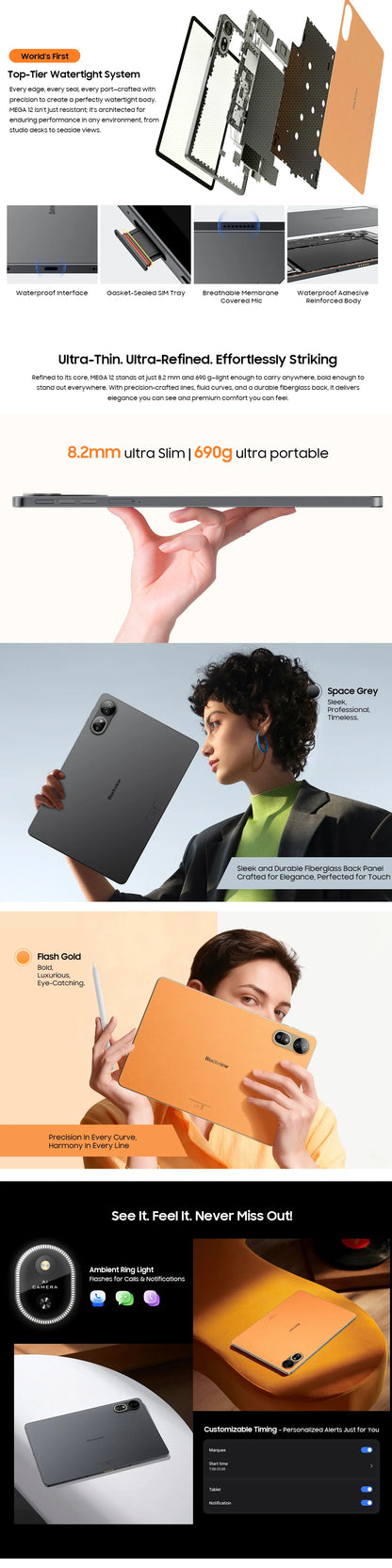 Blackview MEGA 12 Tablet 5G – 12.2" 2.4K 120Hz, Dimensity 7200, IP69K, 10000mAh