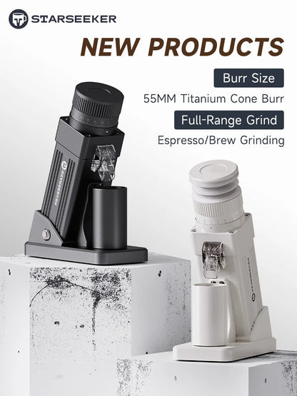 STARSEEKER E55Pro Electric Coffee Grinder – 55MM Titanium Cone Burr, Stepless Adjustment