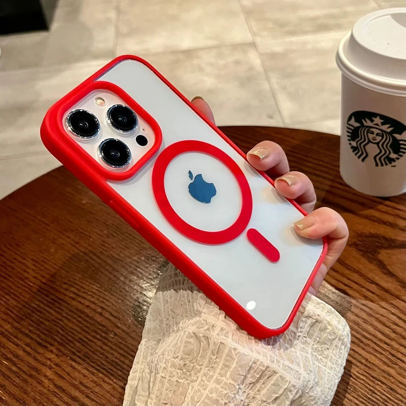 Luxury Transparent Magnetic iPhone Case | MagSafe Wireless Charging, Shockproof Bumper for iPhone 11-16 Pro Max