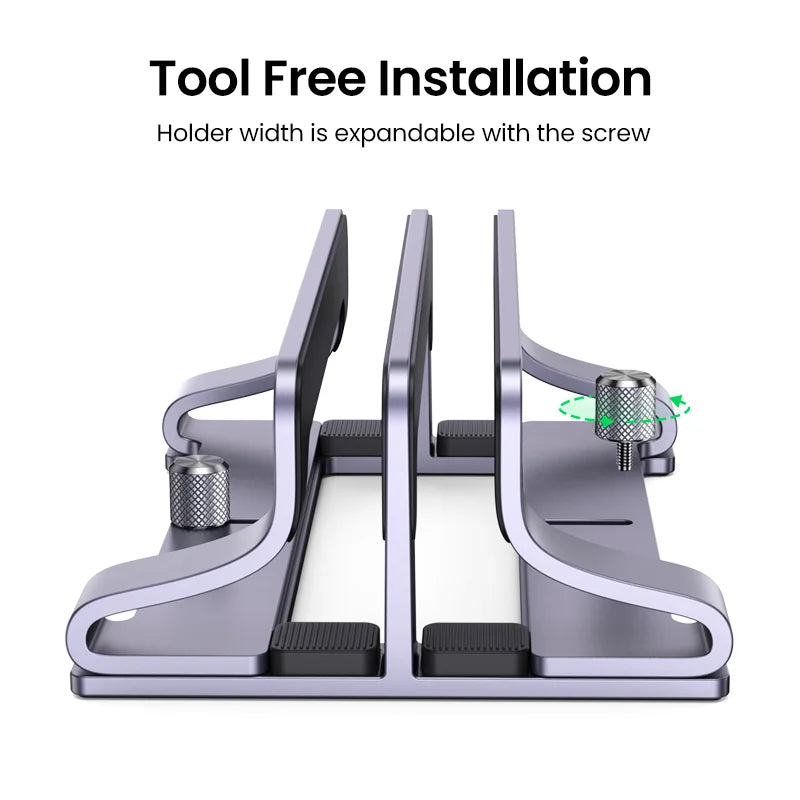 UGREEN Vertical Laptop Stand – Aluminum, Foldable, 1/2/3 Slots for MacBook Air, Pro & Tablets