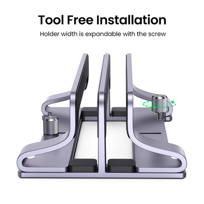 UGREEN Vertical Laptop Stand – Aluminum, Foldable, 1/2/3 Slots for MacBook Air, Pro & Tablets