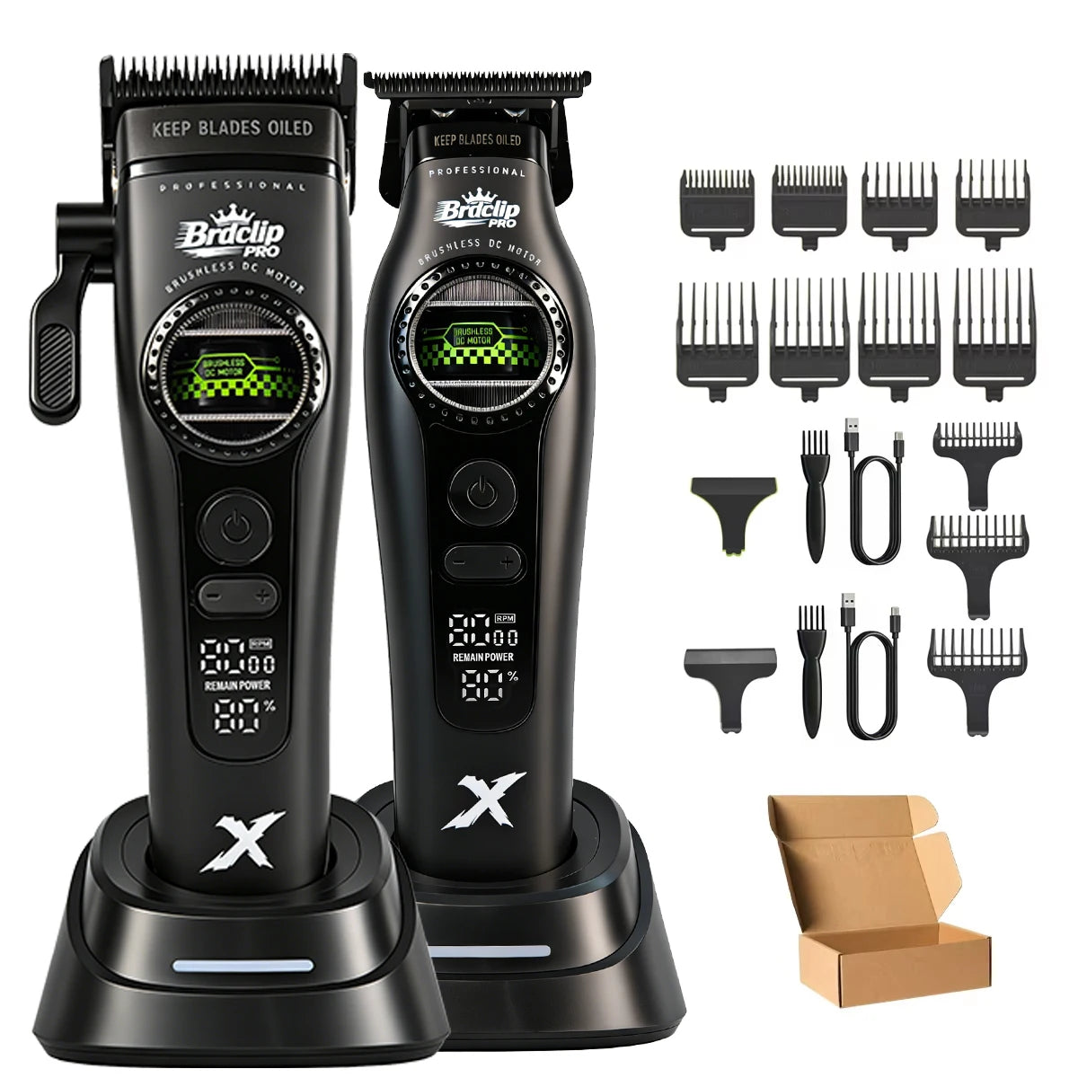 Professional Barber Hair Clipper – 5-Speed, 8000RPM, Brushless Motor, Detachable Blade
