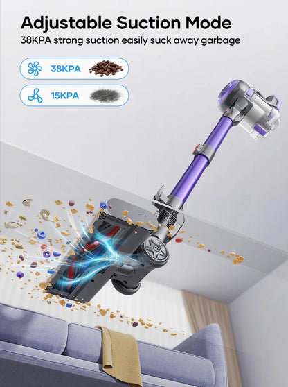 Laresar V10 Lite Cordless Vacuum Cleaner 38000Pa – 45 Min Runtime, EU Plug, for Carpets & Pet Hair