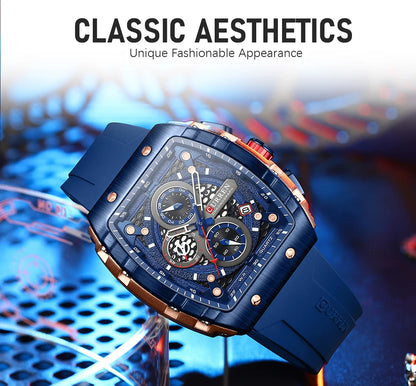 CURREN Men's Fashion Watch – Unique Square Design, Luxury Quartz Sport, Waterproof