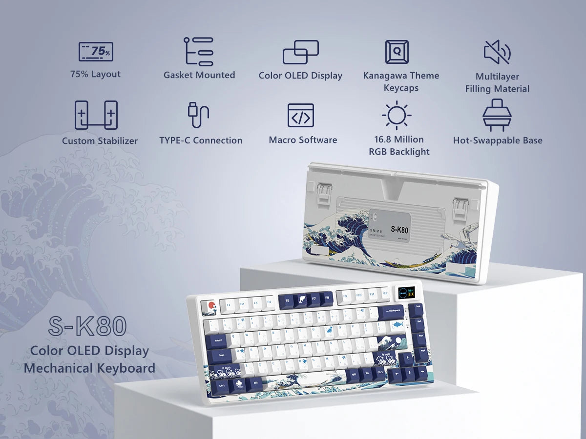 Womier SK80 Gasket Mechanical Keyboard – 83 Key, Hot-Swap, RGB, Smart Display