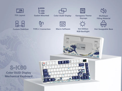 Womier SK80 Gasket Mechanical Keyboard – 83 Key, Hot-Swap, RGB, Smart Display