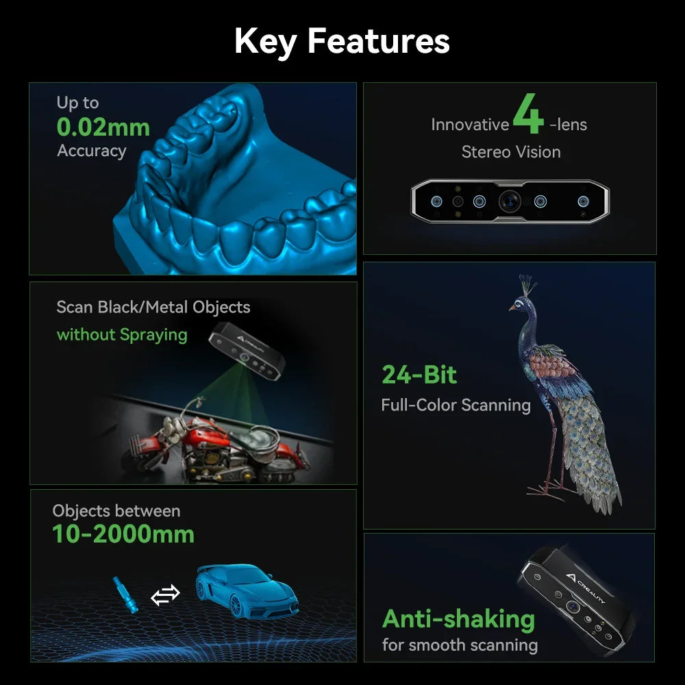 Creality CR-Scan Otter Handheld 3D Scanner – 0.02mm Accuracy | Full-Color | Anti-Shake