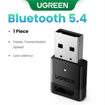 UGREEN USB Bluetooth 5.4 / 6.0 Adapter | Dongle for PC | Keyboard, Mouse & Speaker Support | Model 45134