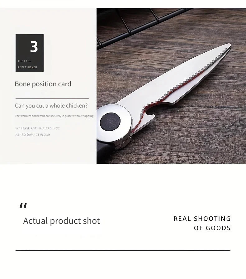 Multifunctional Kitchen Scissors | Stainless Steel Meat, Fish & Food Cutting Shears