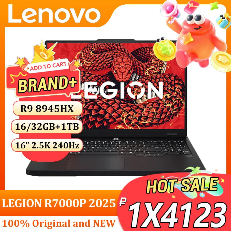 Lenovo Legion R7000P 2025 Gaming Laptop — Ryzen 9 8940HX/8945HX, RTX 5060/5070 8G, 16" 2.5K 240Hz