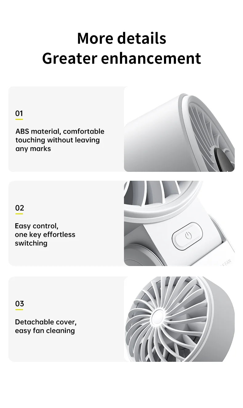 JISULIFE 3-in-1 Portable Handheld Fan – 5 Speeds, LED Display, 3600/5000mAh, Hand/Desk/Neck