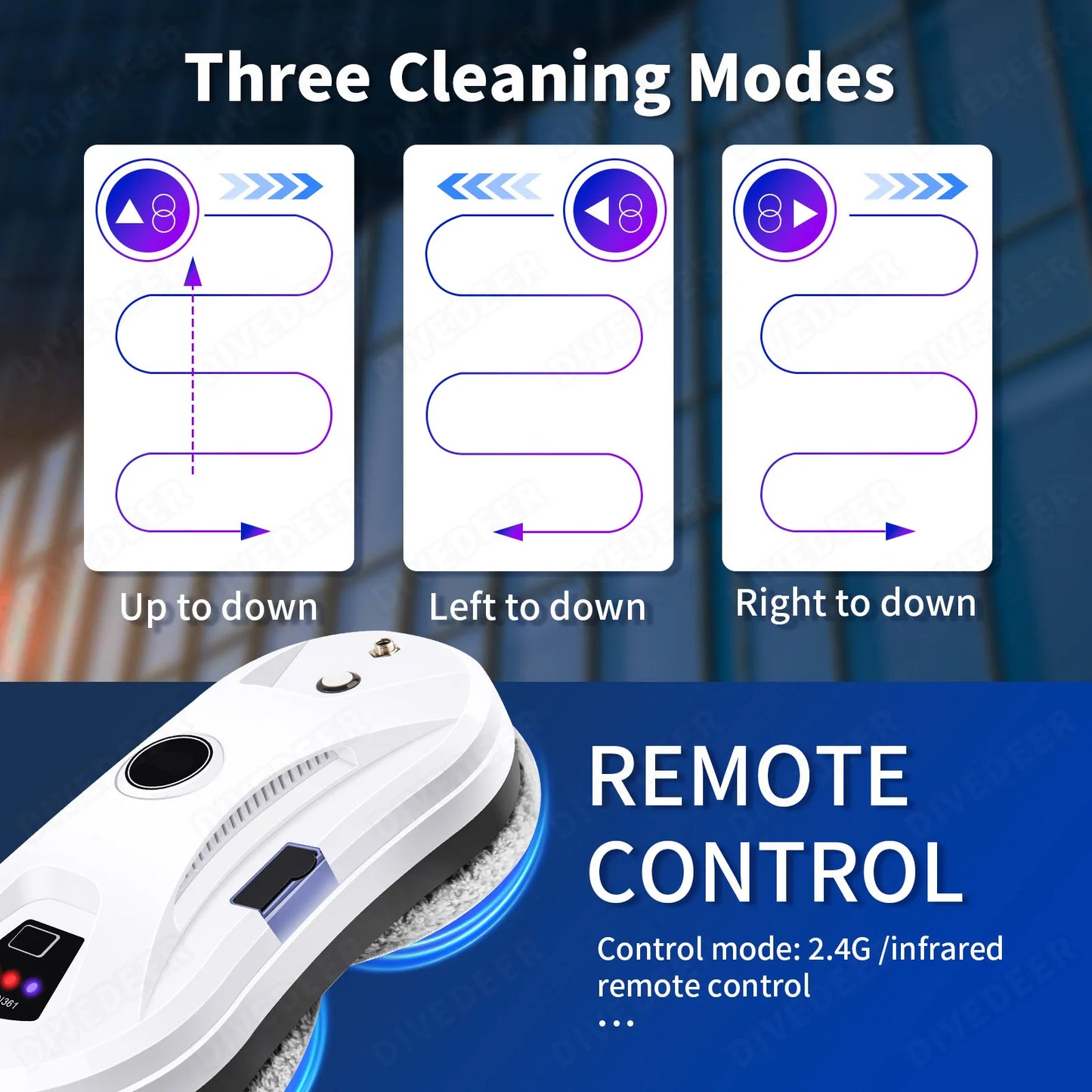 DIVEDEER Intelligent Window Cleaner – Automatic Water Spray, Anti-Fall Magnetic Glass Cleaner