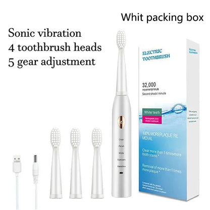 Rechargeable R.E.D. electric toothbrush with 5 modes, waterproof design, and 30-day battery life, suitable for personal oral care.