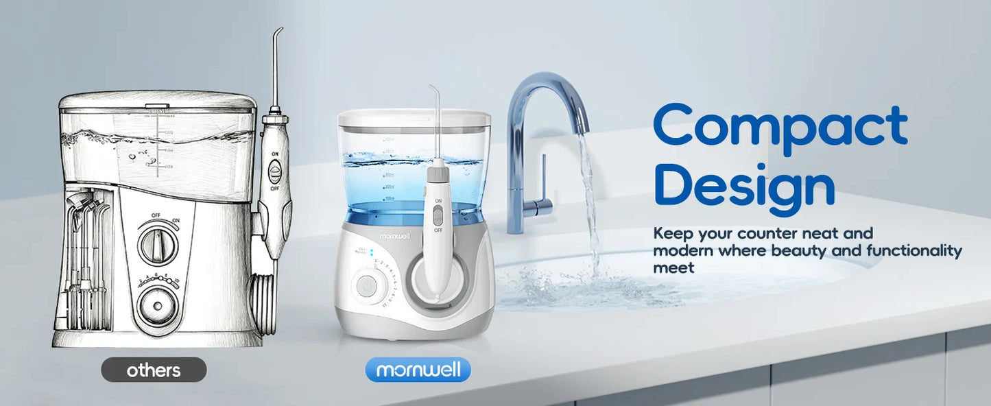 Home Water Flosser 600ml | 10 Pressure Settings | 6 Nozzles | EU Plug | Professional Oral Irrigator