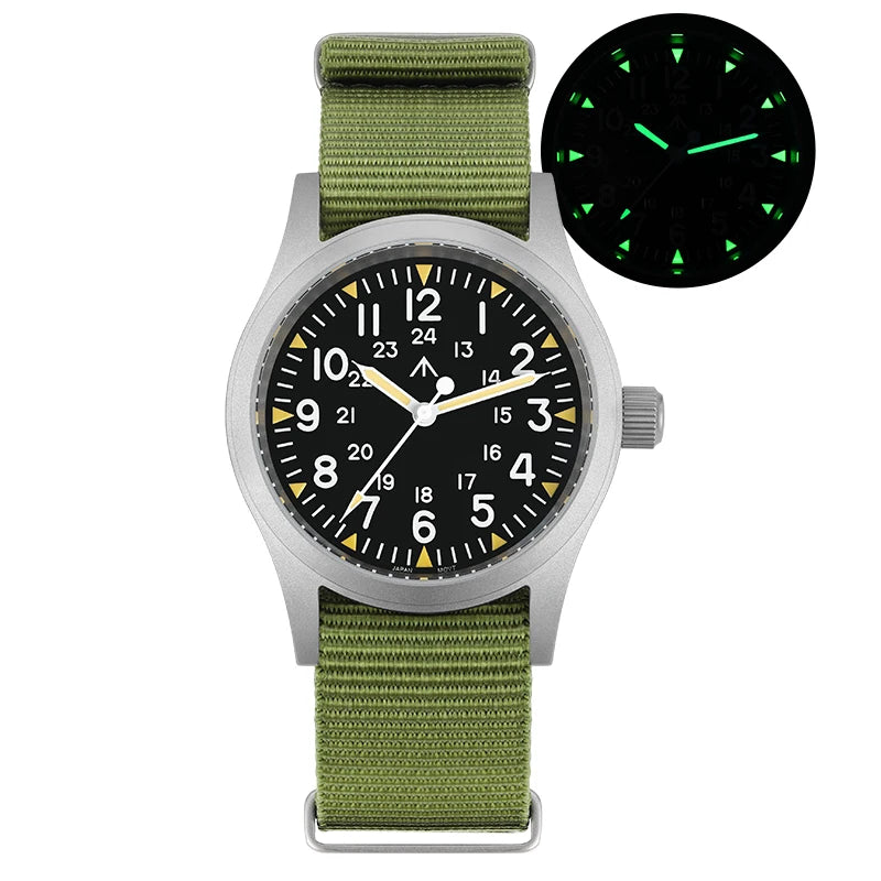Militado ML05 Vintage Field Watch – 38mm, VH31 Sweep, Sapphire AR Crystal, Luminous