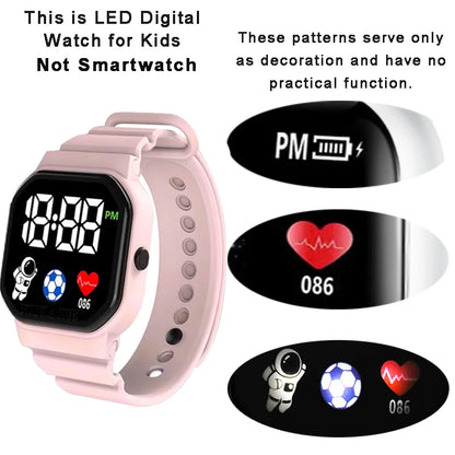 Kids LED digital sports watch with football design, silicone strap, suitable for boys and girls, by R.E.D. Shopping
