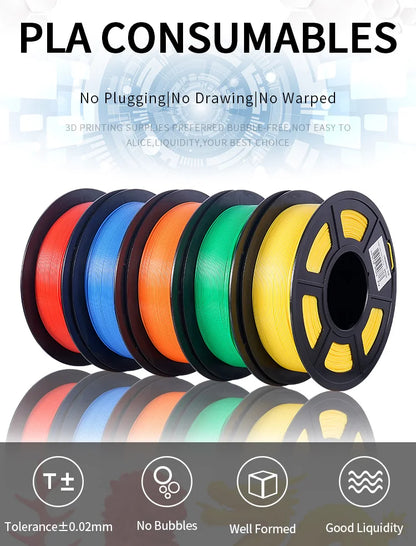 3D Printer Filament Bundle – 10KG, 1.75mm PLA / PETG, 10 Rolls, Mixed Colors & Materials, Fast Ship