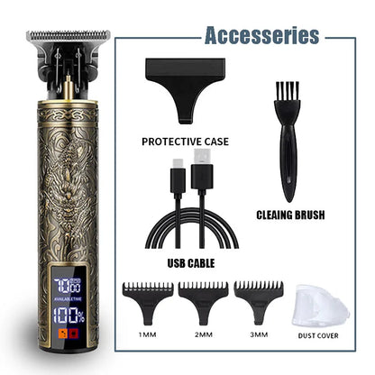 R.E.D. Shopping T9 electric hair trimmer with USB charging, designed for bald fade cuts and precise personal hair grooming.