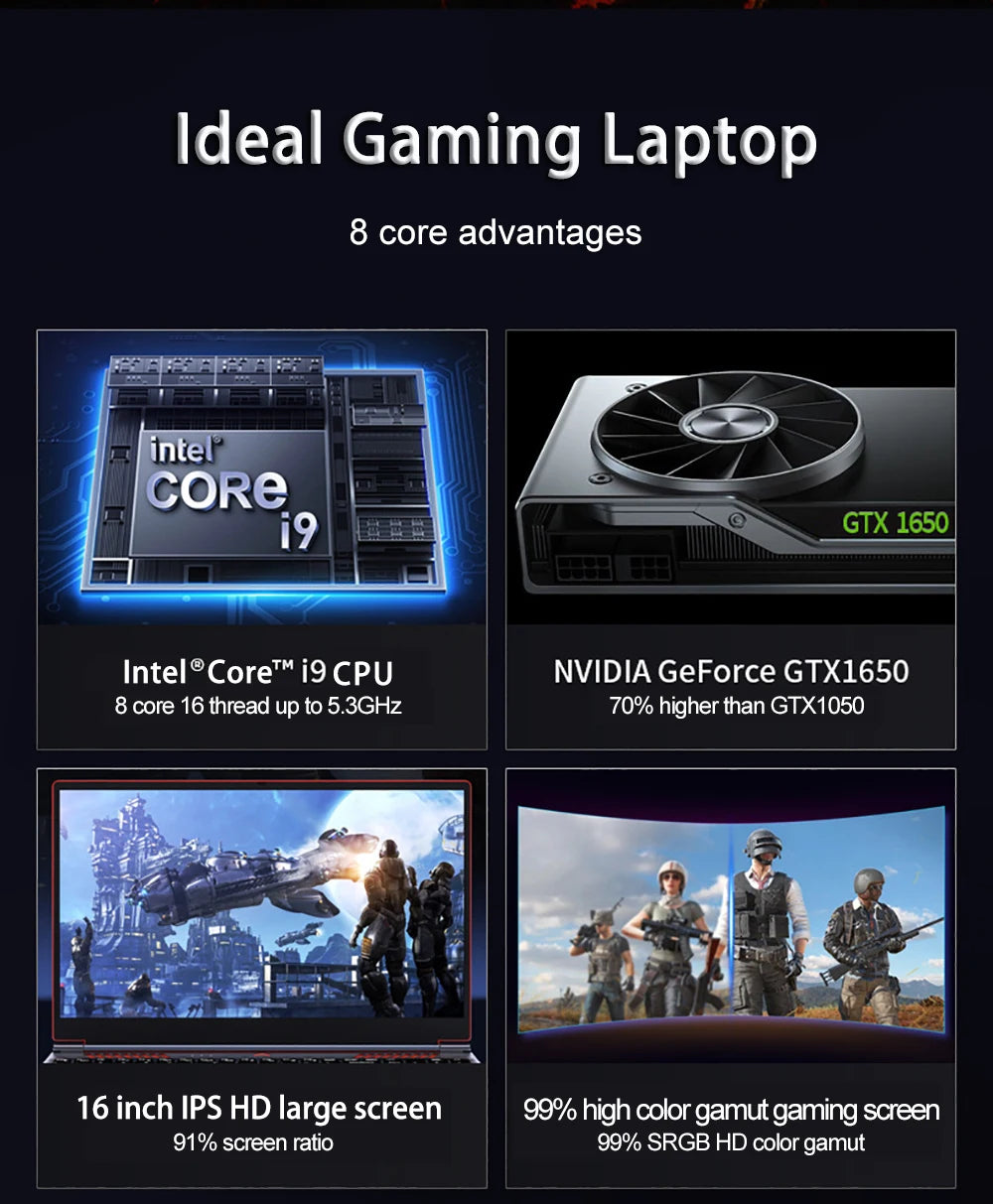 16.1" Gaming Laptop – RTX 4050, Intel Core i9, Up to 64GB RAM, 4TB SSD