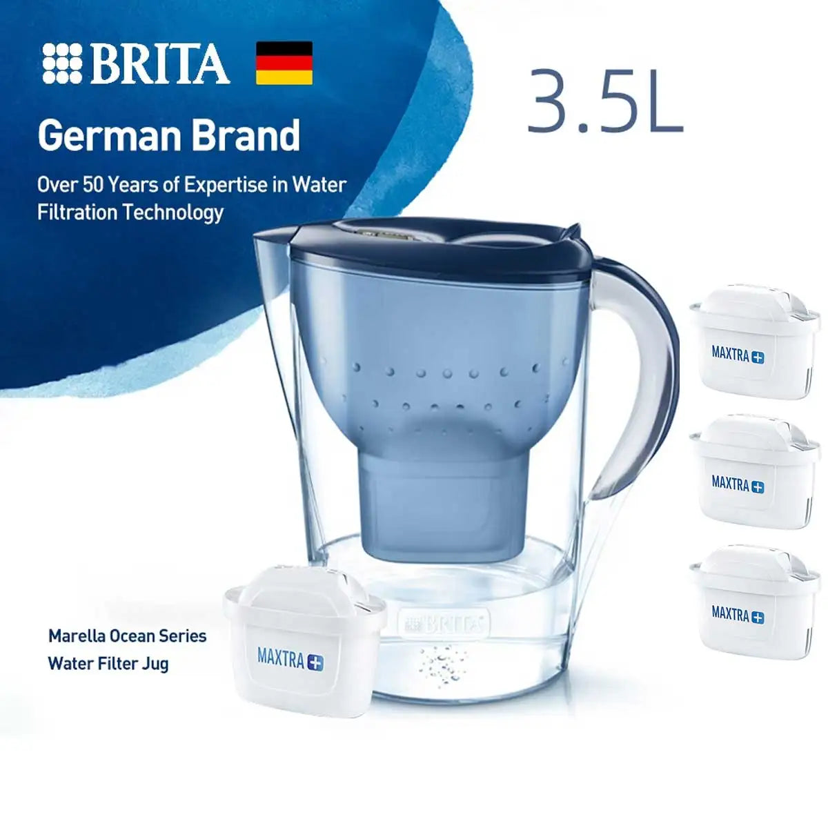 BRITA Marella Ocean Water Filter Jug 3.5L – with Filter Cartridge