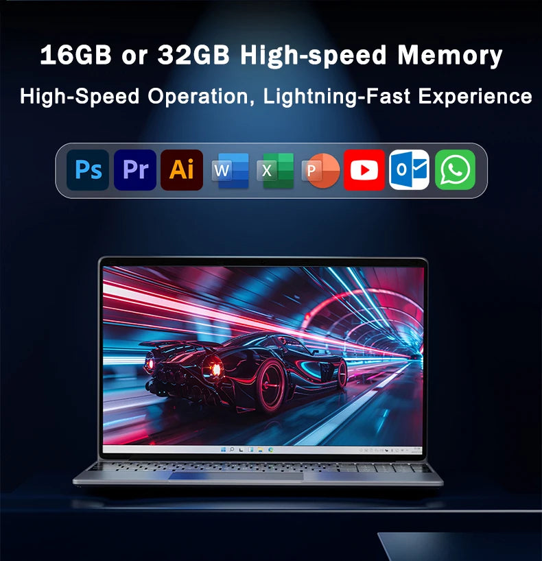 15.6" Portable Laptop – Intel 6500Y, 32GB RAM, Up to 2TB SSD, Backlit, Fingerprint