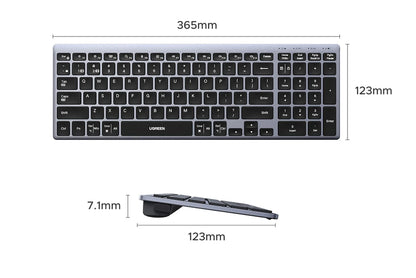 UGREEN Wireless Keyboard – Bluetooth 5.0 & 2.4G, 99 Keys, EN/RU Layout, USB-C Rechargeable | MacBook, iPad, PC, Tablet