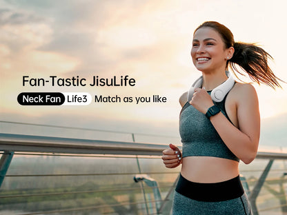 JISULIFE Portable Neck Fan – 4000mAh, 5 Speeds, Twistable Bladeless Hands-Free Neckband Fan