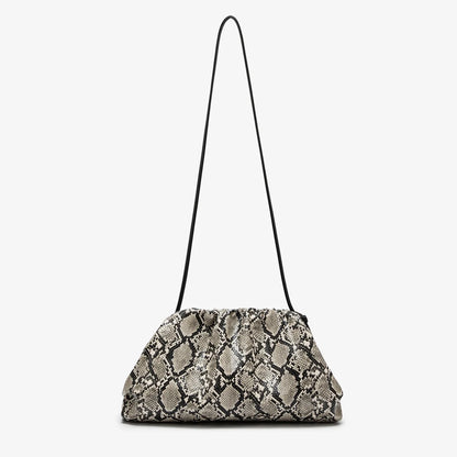 Ruched Snake Pattern Dumpling Shoulder Bag