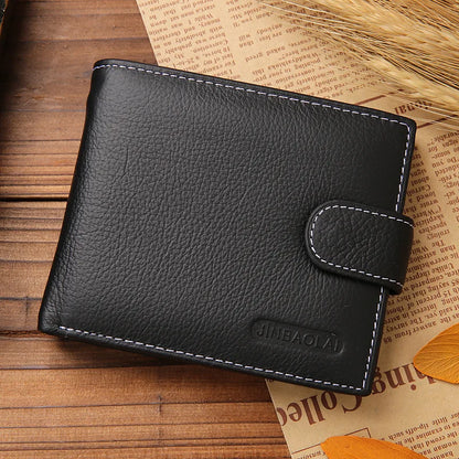 Genuine Cowhide Leather Men's Wallet – Short Bifold