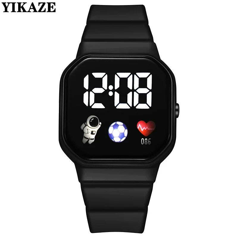 Kids LED digital sports watch with football design and silicone strap, suitable for boys and girls, by R.E.D. Shopping.